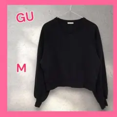 GU トレーナー スウェット 長袖 レディース M 黒 ブラック 裏起毛 無地