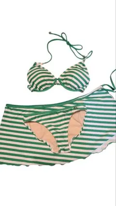 緑と白のストライプビキニセット　水着　アーノルドパーマー