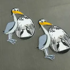 刺繍　アイロン　ワッペン　鳥　バード　2枚セット