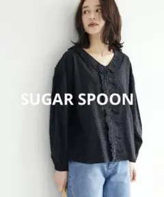 SUGAR SPOONレース×ドットドビーブラウス