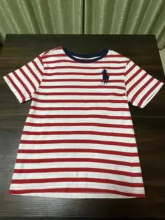 【美品】ポロラルフローレン ボーダー Tシャツ 160 赤 白 ビッグポニー