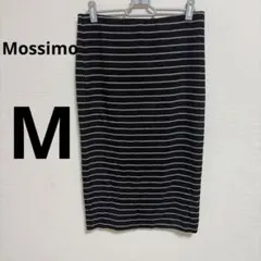 モッシー ストレート ボーダー柄タイトスカート M 黒 レーヨン お出かけのサムネイル