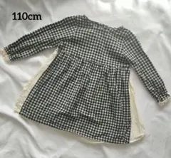 女の子 エプロンワンピース 110cm ギンガムチェック フォーマル 子供 黒