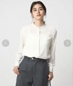 グリーンレーベルリラクシング　バイカラー ブラウスのサムネイル