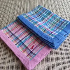 ラルフローレン チェック柄ハーフタオルケット 2枚セット　約140×95センチ