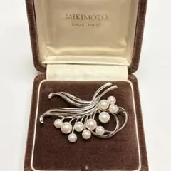 極美品 最高級 MIKIMOTO ミキモトアコヤ真珠 シルバーブローチ 11Pのサムネイル