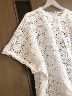 値下げ♡新品タグアズノウアズオオラカレースカーディガン白大きいサイズ15ゆったり