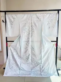 新作【桂由美】訪問着銀彩 桜柄淡水色 正絹 夏着物 上品 茶会 関芳出品のサムネイル
