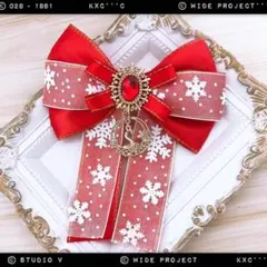 キンブレリボン ペンライトリボン 雪ラウンド 赤 ❄︎ハンドメイド