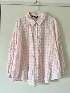 ZARA シアーピンク　チェック柄シャツ　ギンガムチェック　オーバーサイズ