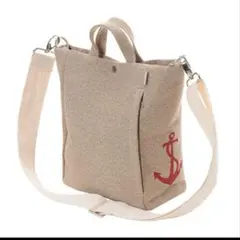 ルートート　トートバッグ　ショルダーバッグ　2way 刺繍　ベージュ スクエア