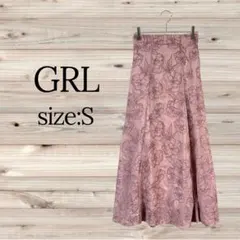 GRL 【S】花刺繍フレアスカート・グレイル・ピンク系・春♡
