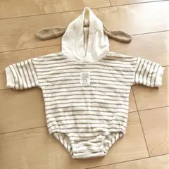 スヌーピー 耳付きストライプロンパース 70cm