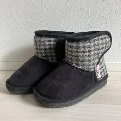 ベビー ブーティ 黒とグレーのチェック柄