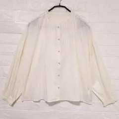 新品　Samansa Mos2 襟フリル　ピンタック ブラウス　F