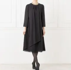 【訳ありお得】定価55000円 東京ソワール ブラックフォーマルワンピース 7号