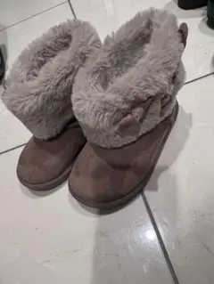 冬用ブラウンショートブーツ リボン 15センチ