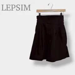 【レプシィム】ハーフパンツ　キュロット　ワイド　ウエストゴム　ブラック　タック入のサムネイル