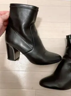 【ショートブーツ】ブラック サイドジッパー