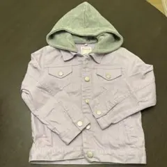 薄紫デニムジャケット フード付き 120