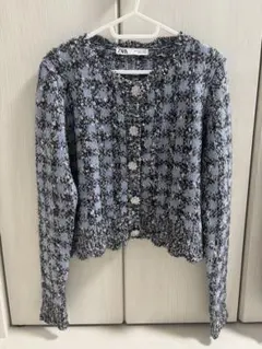 ZARA ツイード ニットカーディガン