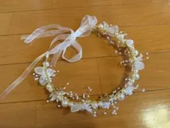 ウェディングヘッドドレス フラワー パール