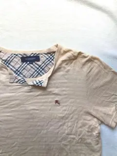 バーバリーロンドン　襟裏　ノバチェック　半袖カットソー　L ハニーベージュ　美品