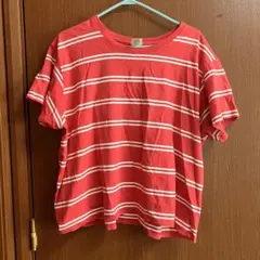 L.L.Bean 半袖Tシャツ 赤/白ストライプ Lサイズのサムネイル