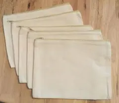 布製　キャンバス生地　無地　ポーチ ベージュ 5枚セット　アイロン転写可