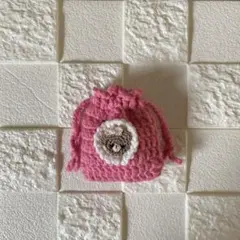 ハンドメイド　AirPodsケースポーチ　編物 小物入れ　くまちゃん　ピンク