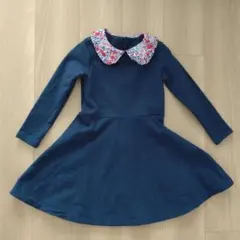 jacadi 花柄襟 ネイビー ワンピース 6A