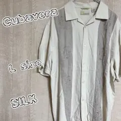 キューバベラ キューバシャツ 開襟 SILK ストライプ柄 　L