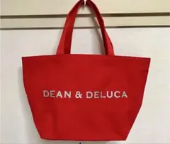 DEAN＆DELUCA♪レア　ロゴラメ入り　内ポケ付　トートバッグS レッド