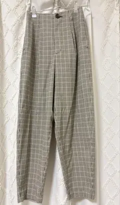 GU タックコクーンシルエットパンツ チェック S