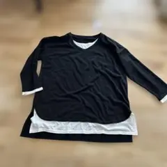 神秘未使用Lサイズ ブラック/ホワイト 長袖カットソー