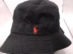 ポロラルフローレン　黒　バケットハット 赤色ポロロゴ　台湾製