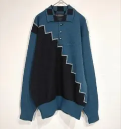 コシノジュンコ【L】長袖ポロニット セーター ウール100%