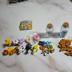 ドーナツ、バナナ、カブト虫、おもしろどうぶつ 消しゴム & 海の生き物消しゴム