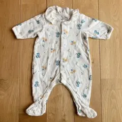 プチバトー 3ヵ月 60cm 小花柄 足付き長袖ロンパース カバーオール