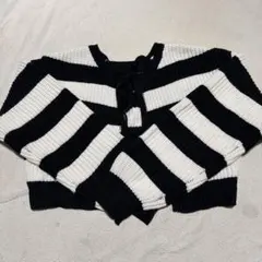WEGO黒と白のストライプニットセーター