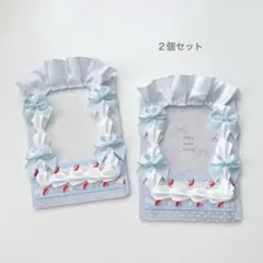 2 トレカケース　ホイップデコ　B8 硬化ケース　ケーキ　水色　メイド