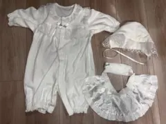 50〜70size帽子とよだれかけ付きベビードレス