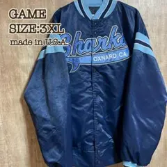GAME SPORT ナイロンスタジャン ネイビー 刺繍ロゴ 3XL USA製