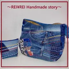 【SA様】専用 デニムリメイク 巾着トートバッグ パッチワーク 楕円底 SA様】専用 デニムリメイク 巾着トートバッグ パッチワーク 楕円底
