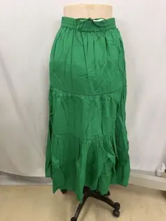 新品インド綿　FREAK'S STORE グリーン フレアスカート ティアード