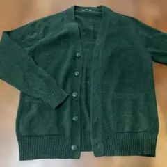 ダークグリーン ニットカーディガン M GU メンズ 長袖 冬服