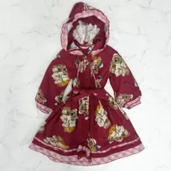 BABY PINK HOUSE くまさんワンピース ピコフリル フード付 Sのサムネイル