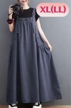XL 体型カバー Aライン ワンピース マタニティ デニム 大きいサイズ 夏
