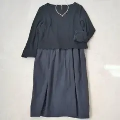 ウール100％✨ミッシェルクラン◇ドッキングワンピース シンプル 上品 38のサムネイル