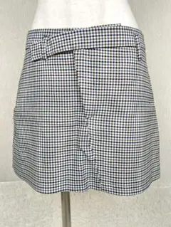 ZARA ザラ 【M】パンツスカート 紺茶 チェック柄 AラインキュロットA33